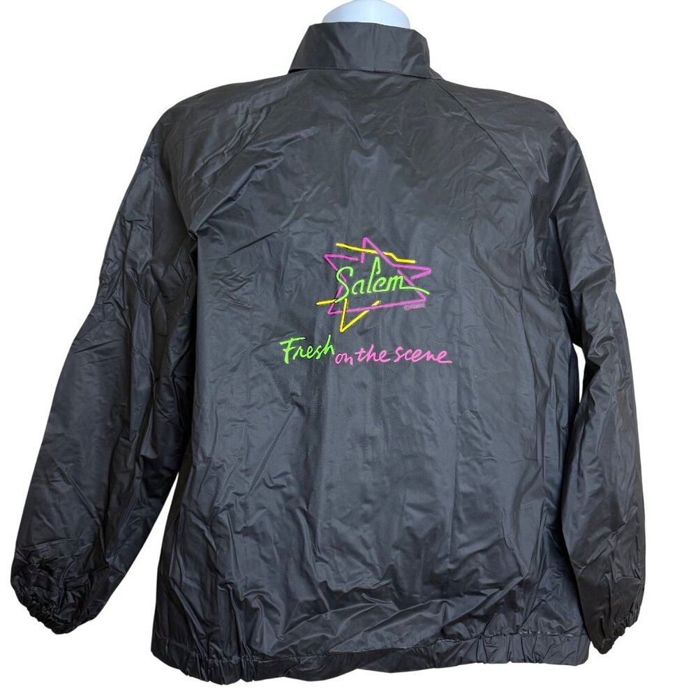 Vtg Salem Fresh On The Scene Cigarettes Windbreaker 90s Retro Black Neon PVC OS